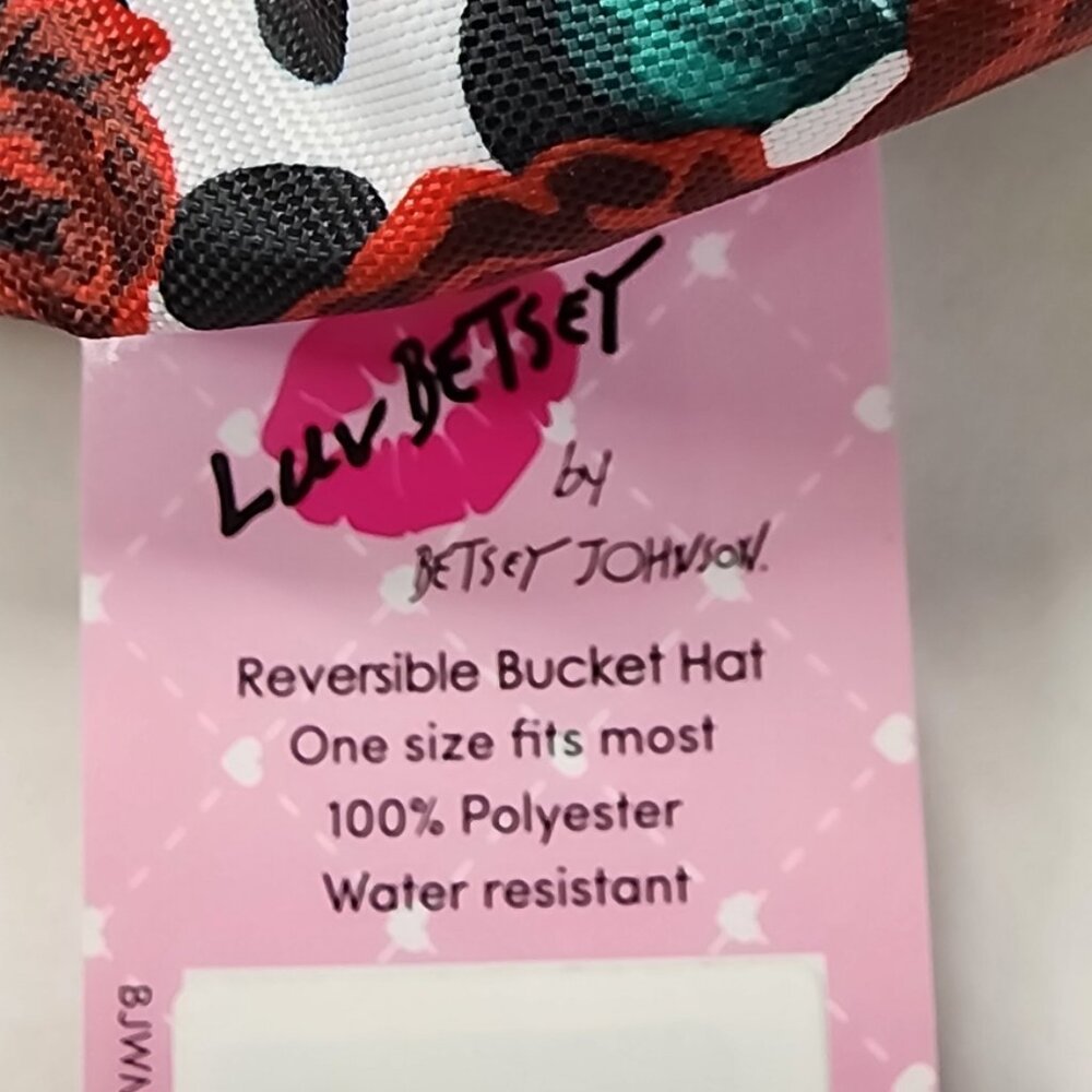 New Luv Betsey Red Rose Dot Reversible Bucket Hat - Betsey Johnson - 1 Size - Picture 5 of 5